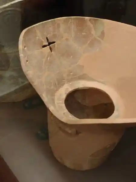 Cinerary clay, pre-Christian cross